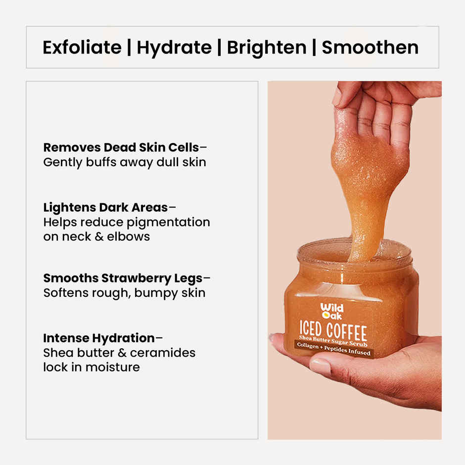 WildOak Iced Coffee Sugar Body Scrub Tan Removal & Strawberry Skin