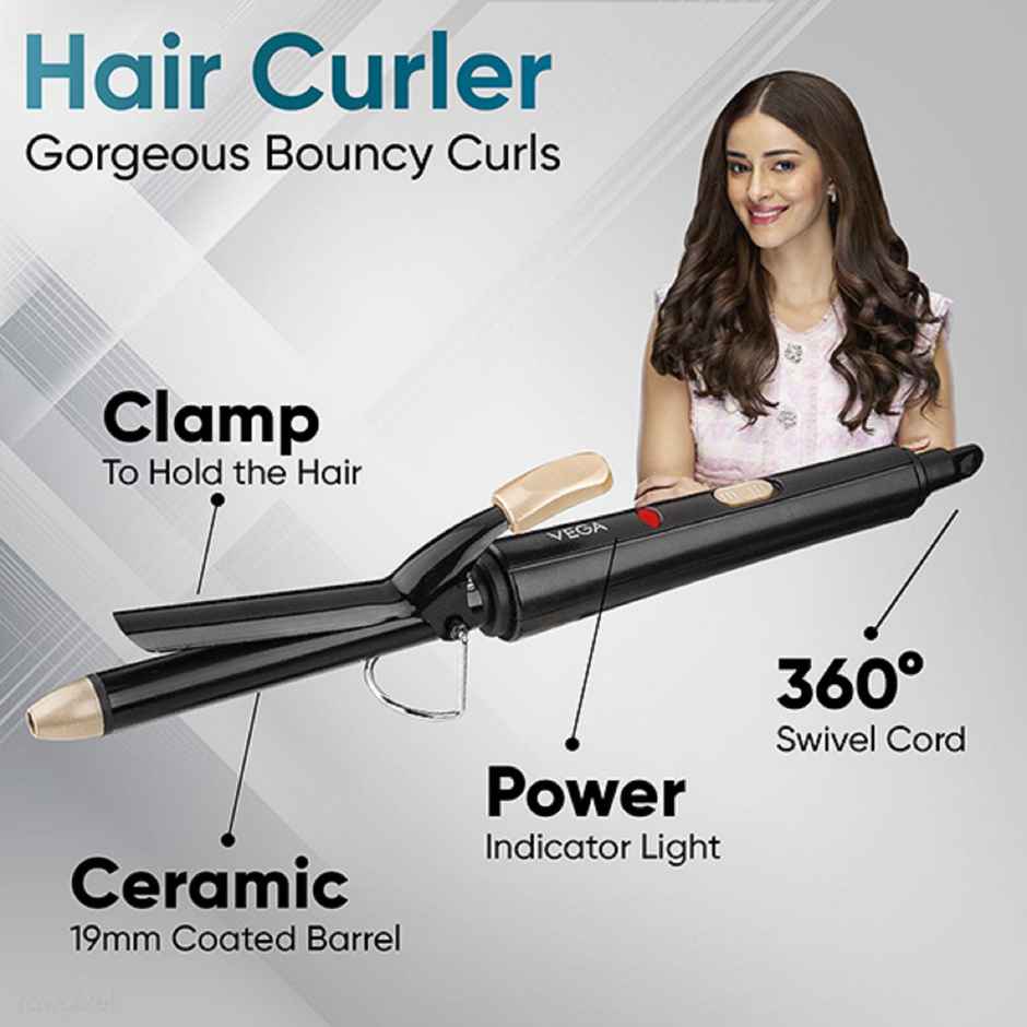 Vega Miss Versatile Styling Set Straightener, Curler & Dryer Gift Combo for Women, (VHSS-03), Black