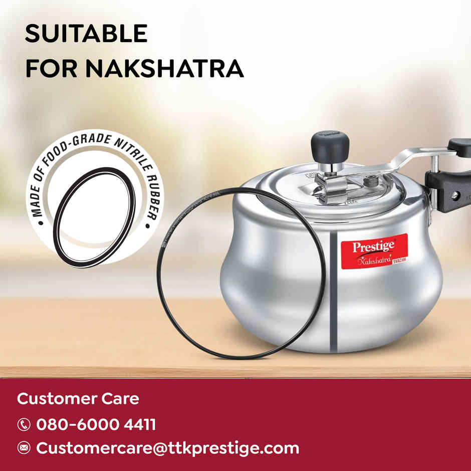 Prestige Nakshatra Inner Lid Pressure Cooker Gasket, 3 & 4 Litres - Black