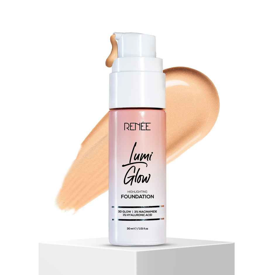RENEE Lumi Glow Highlighting Liquid Foundation | Lightweight, Buildable, 3D Glow | 02 Glazed Bronze