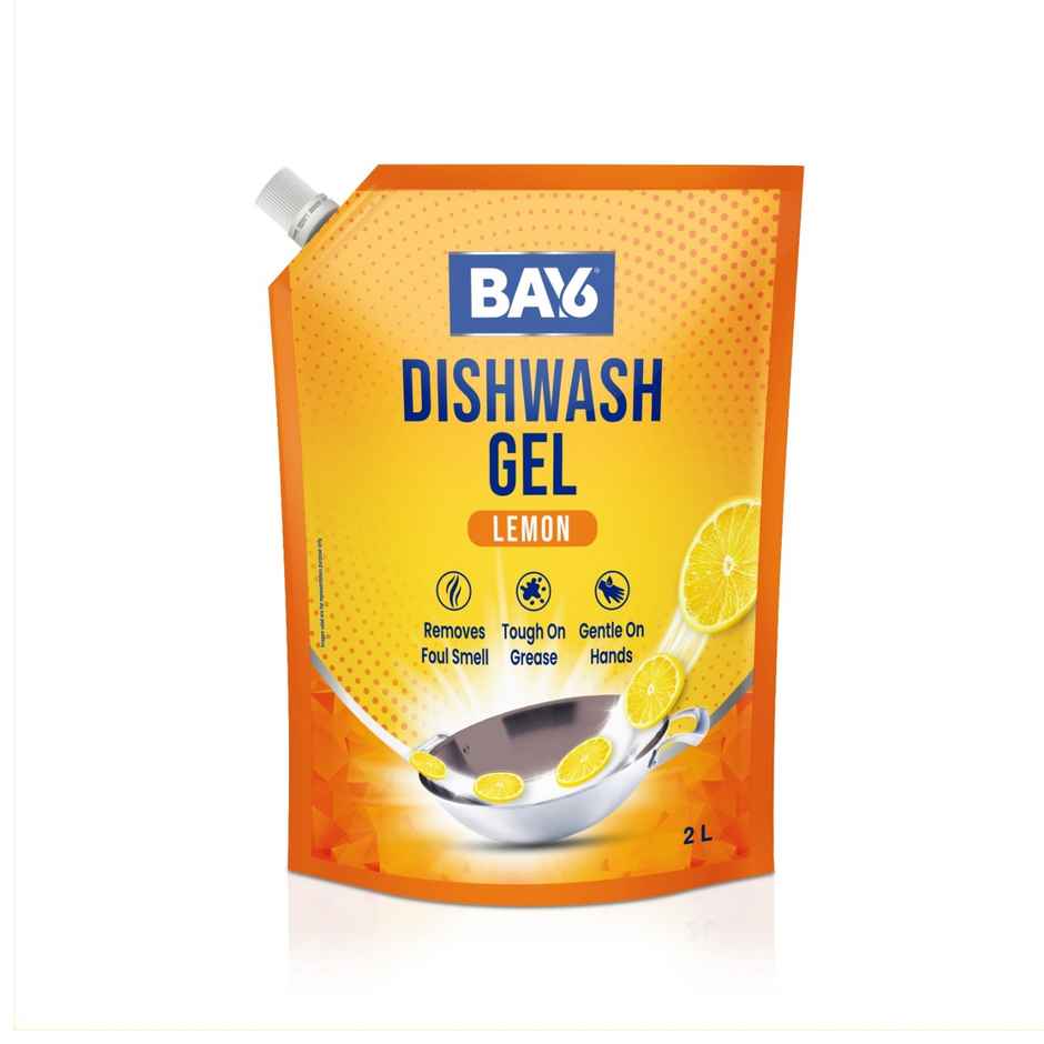 BAY6 Dishwash Gel Liquid Lemon Tough Grease & Foul Smell Removal Refill Pouch