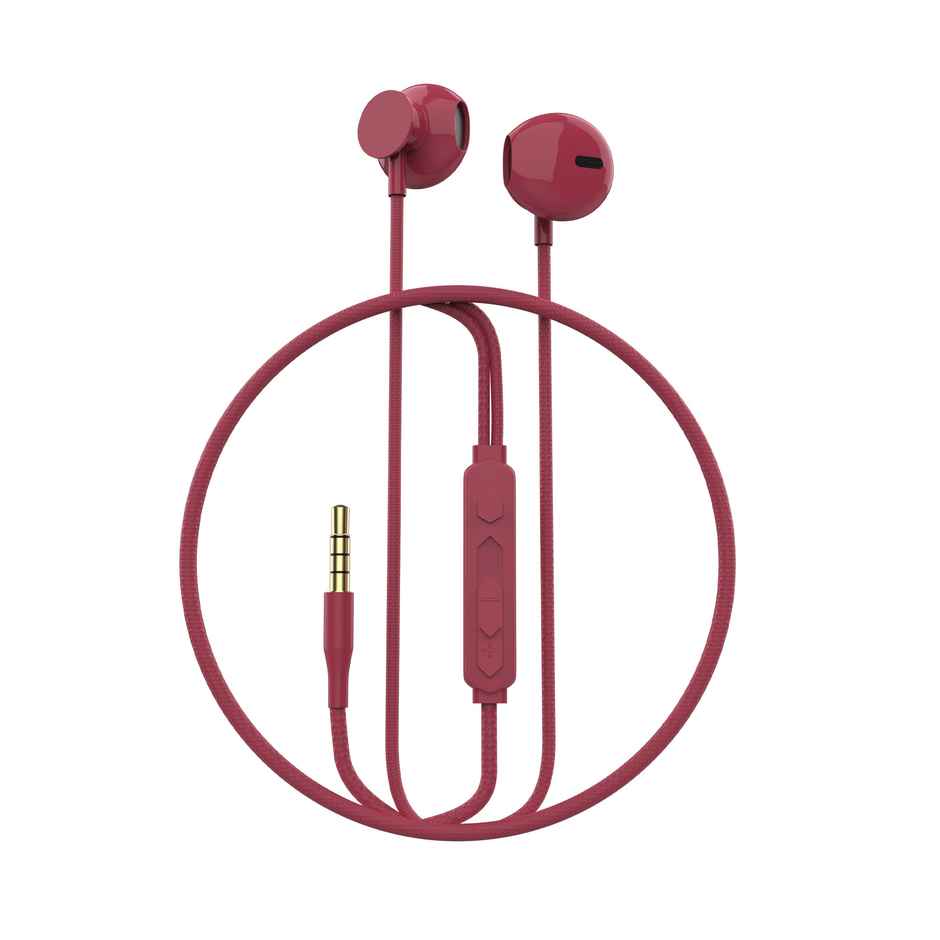 Aroma HF507 - 3.5mm Jack Clear Hi-Fi Sound With Volume Control Wired Earphone | Red