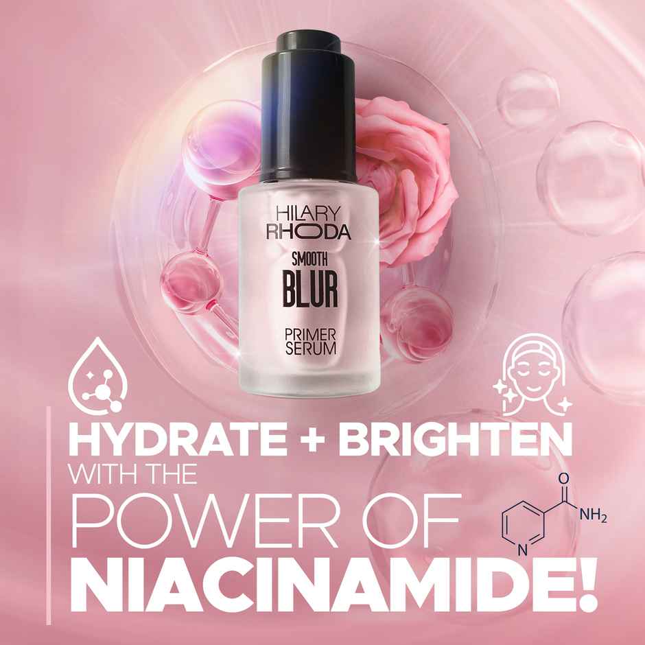 Hilary Rhoda Smooth Blur Primer Serum | Pore Minimising Serum for Face | Rose - Shade 01