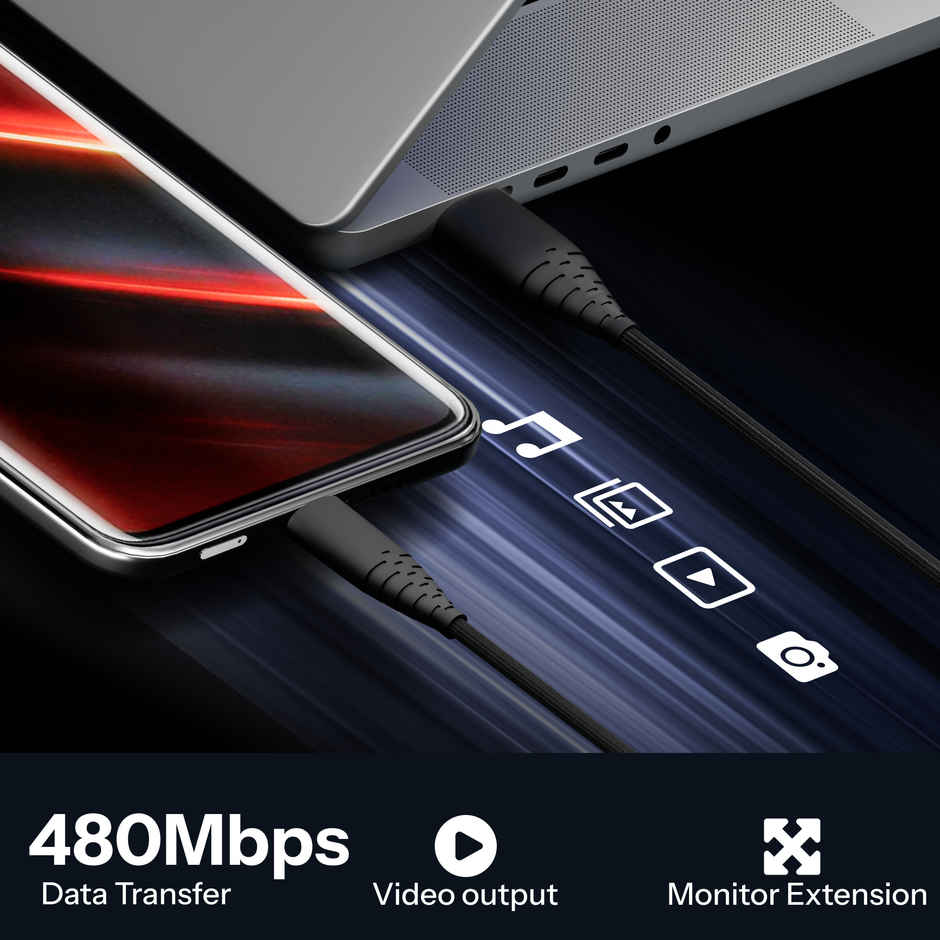 Ailkin Micro USB Cable | 3A Fast Charging | 1.5 M Braided | For Smartphones & Tablets | Black