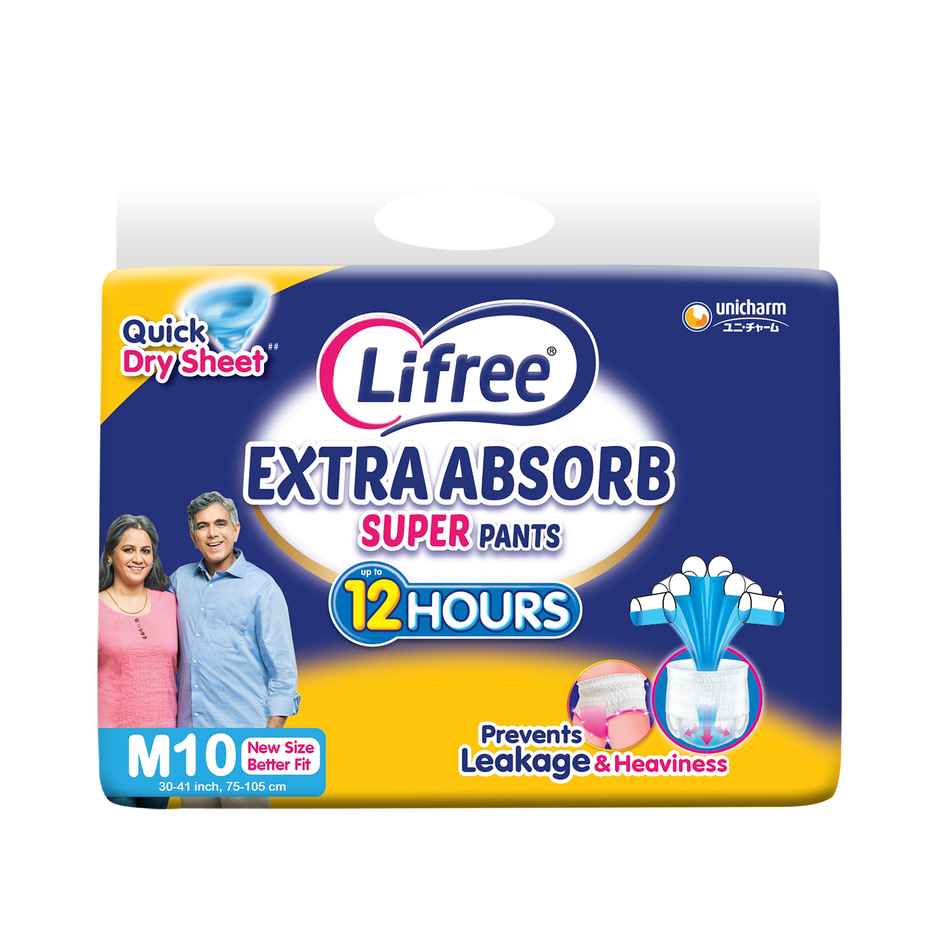 Lifree Super Extra Absorb Adult Diaper Pants Unisex | Waist (30-41 Inches) - M