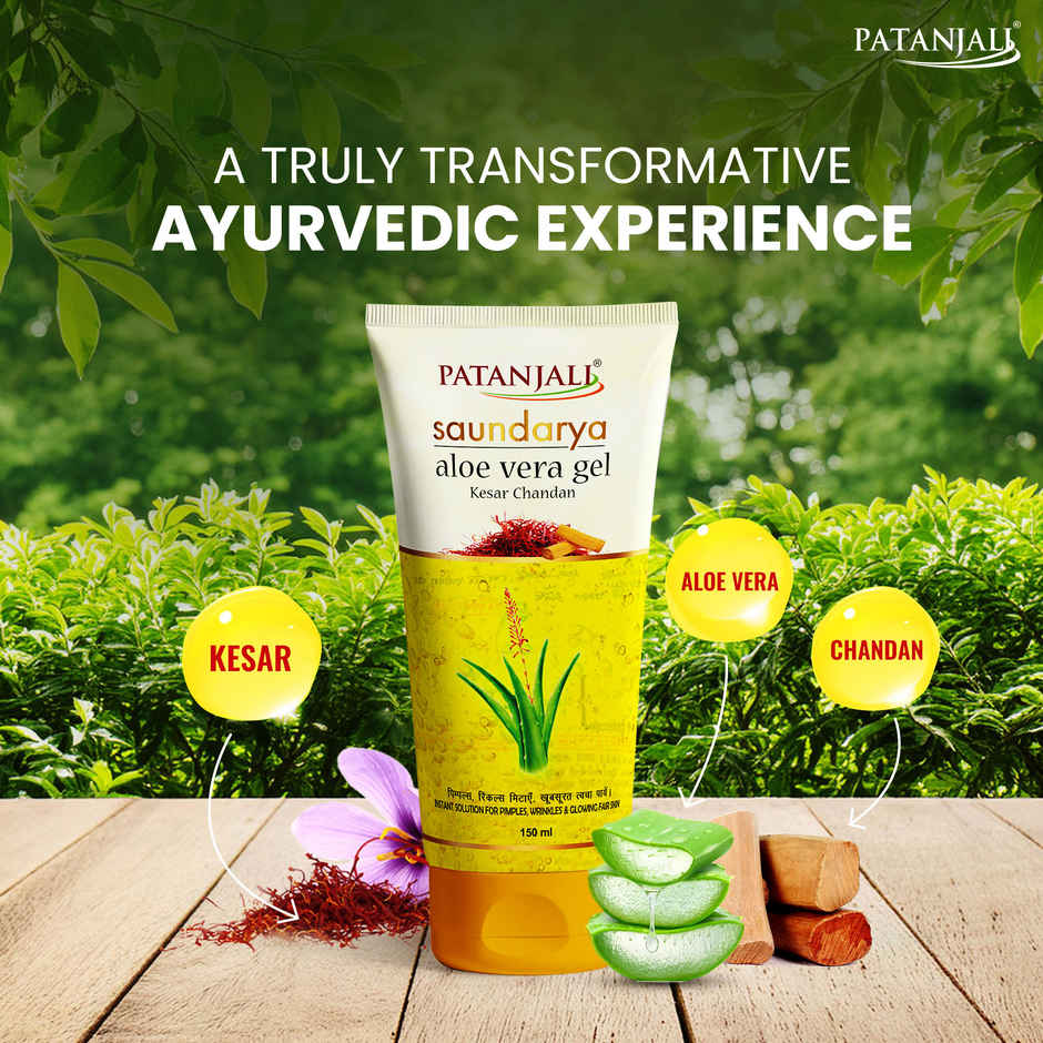 Patanjali Saundarya Kesar Chandan Aloe Gel- Saffron Sandalwood, Glow & Blemish Free
