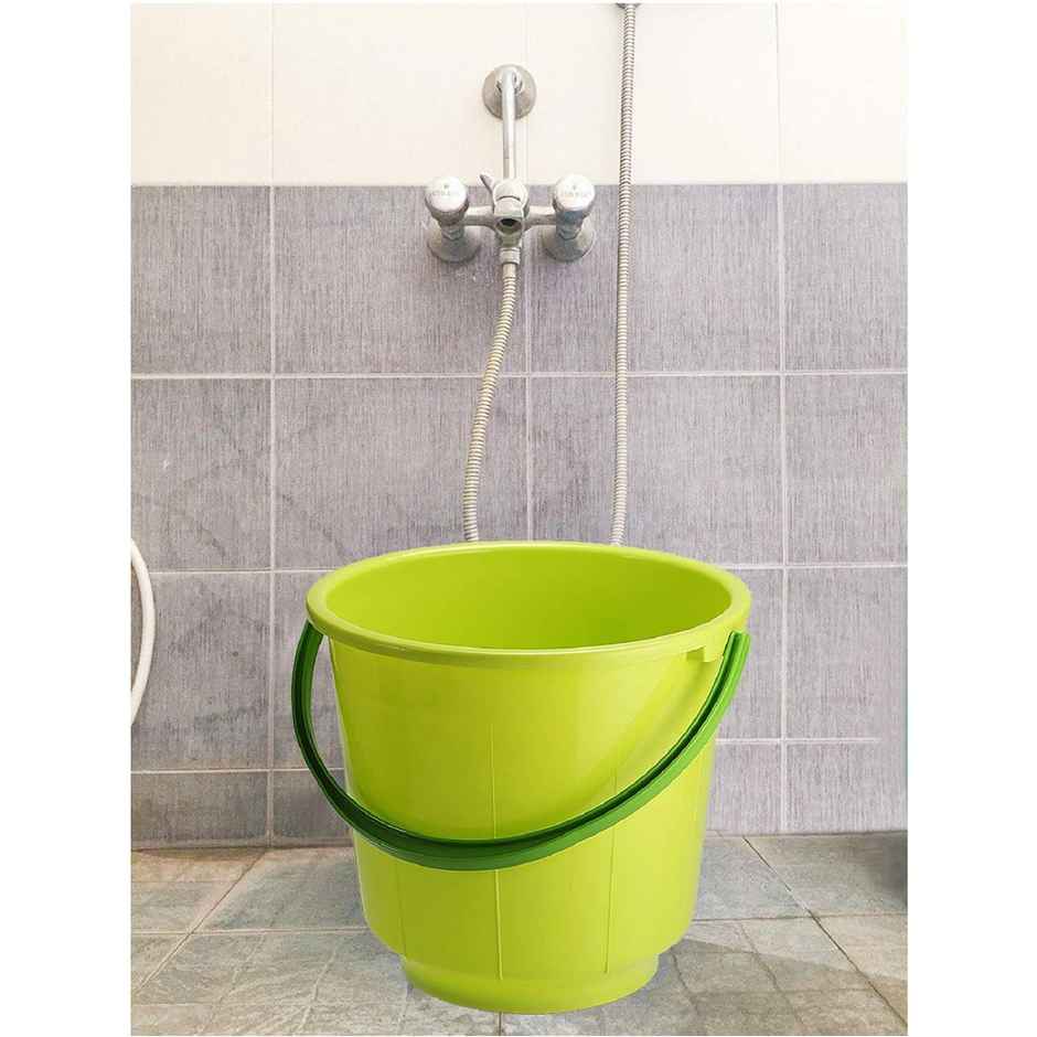 Kuber Industries Unbreakable Strong Plastic Bathroom Bucket 13 L (Green)