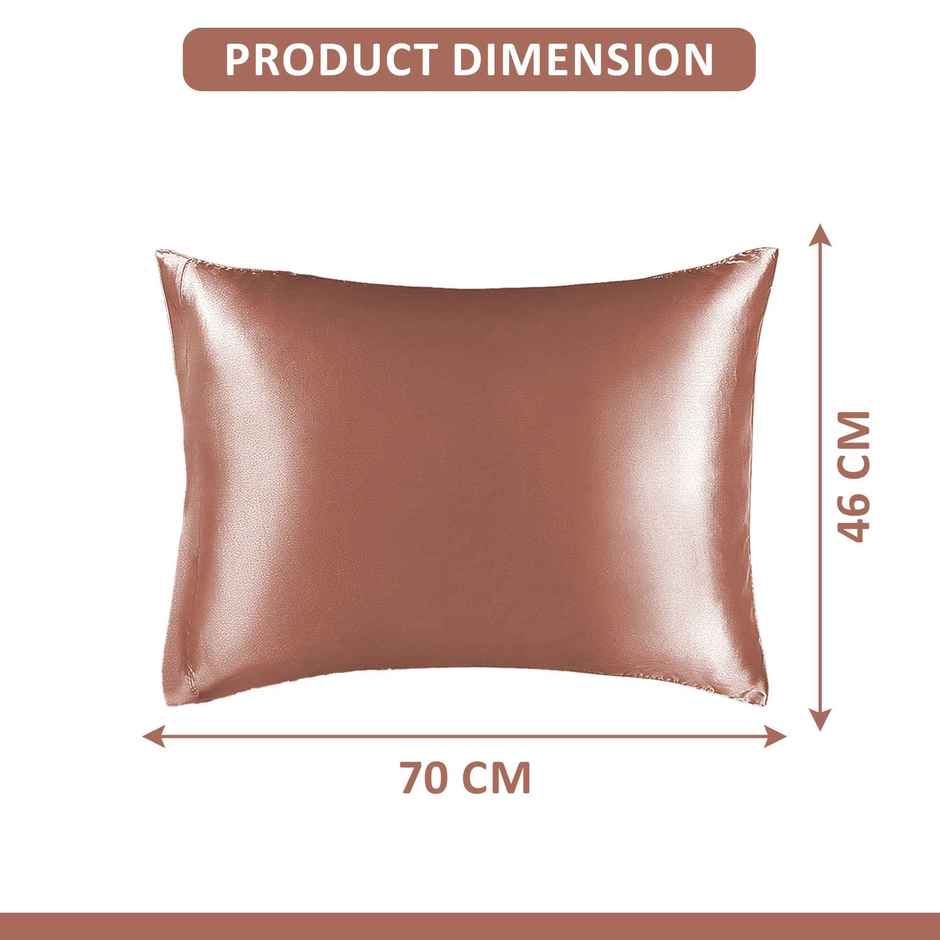 Kuber Industries 2 Pcs Satin Pillow Covers for Hair with 3 Scrunchies for Women | Subtle Copper