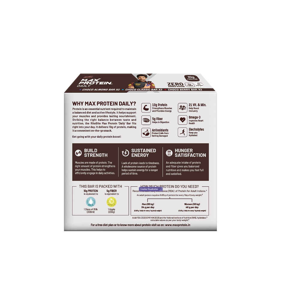 RiteBite Max Protein 10g Protein Bar Daily Assorted (Pack Of 6)