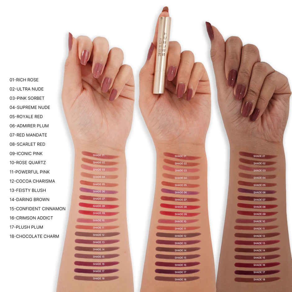 Swiss Beauty Select High On Shine Creamy Lipstick | With Mirror-Shine Finish | 02 Ultra Nude