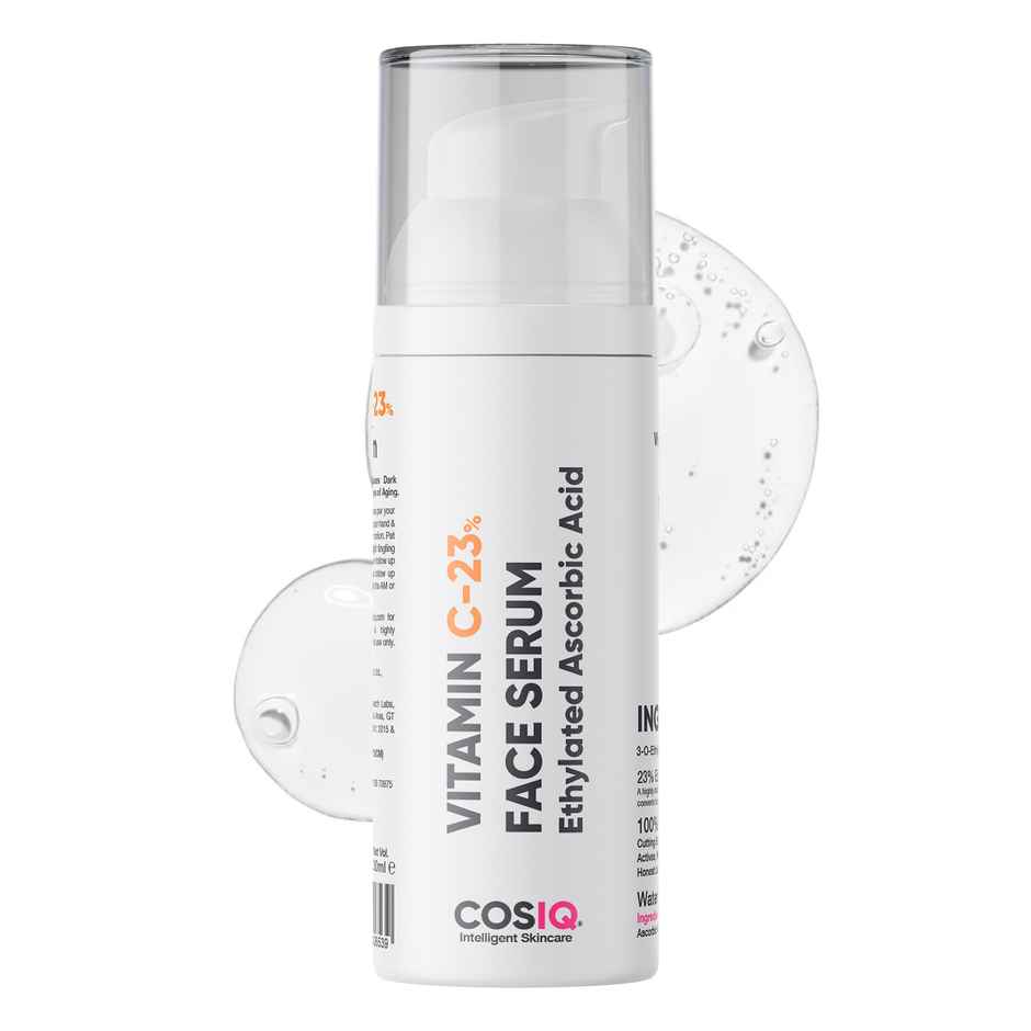 CosIQ 23% Vitamin C Face Serum Brightens Skin, Revives Dullness & Evens Skin Tone for All Skin Types