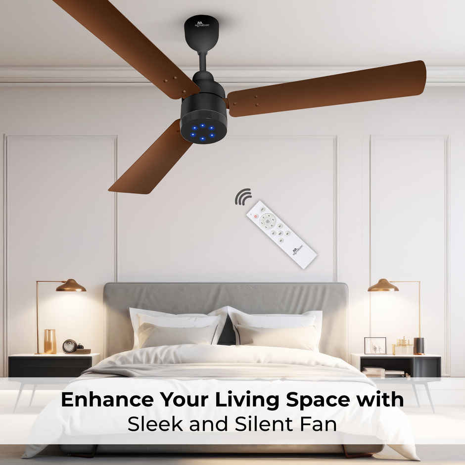 RR Signature BrightAir BLDC Ceiling Fan,1200mm,Remote Control,BEE 5 Star,LED Indicator,Velvet Brown