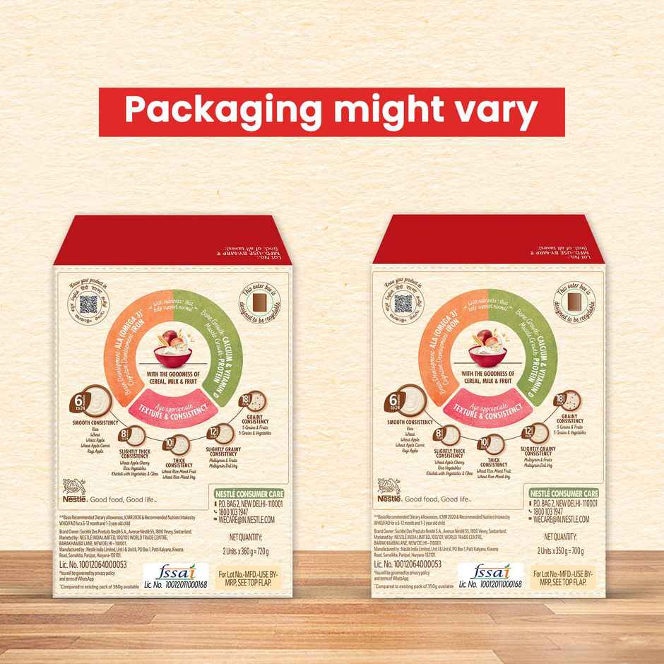 Nestle CERELAC Wheat Apple Baby Food Cereal, No Refined Sugar & No Preservatives, 6 to 24 Months, Big Pack