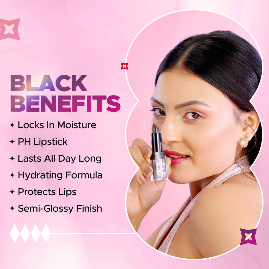 Hilary Rhoda Darling PH Black Lipstick | Intense Colour & Highly Pigmented | Nourishing & One Swipe