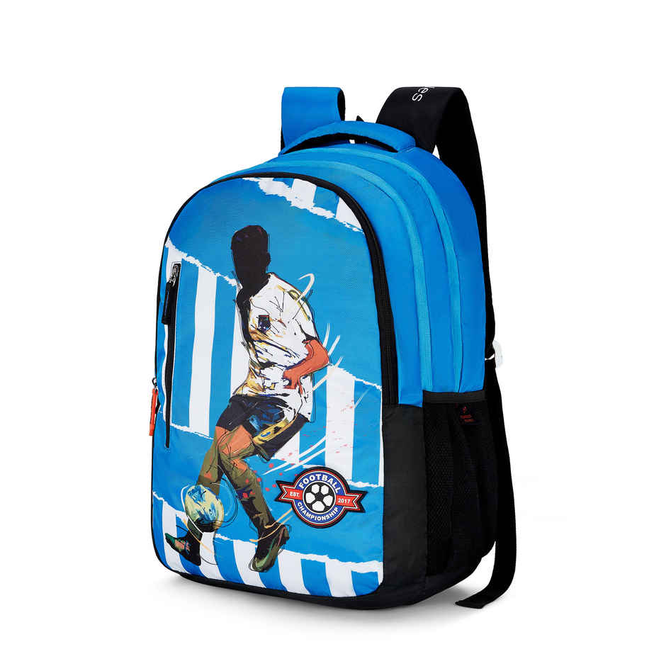 Nasher Miles Football Club Backpack- Unisex- 3 Compartment College Bag- Blue- 45L