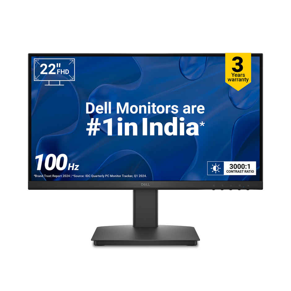 Dell 21.5"/54.6cm 100Hz FHD VA display with eye comfort and HDMI/DP/VGA Ultra-Thin bezels Monitor