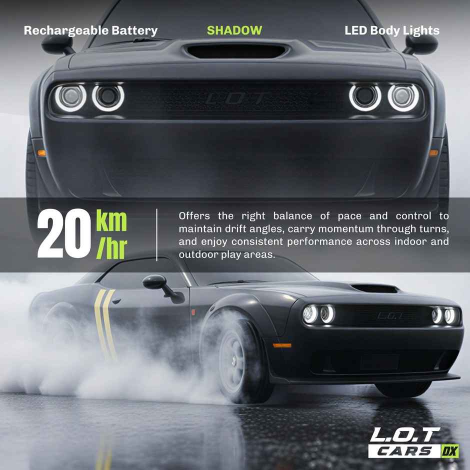 Legend of Toys Shadow Remote Control Drifting Car | 20Kmph 2.4Ghz | Multi Mode | Black