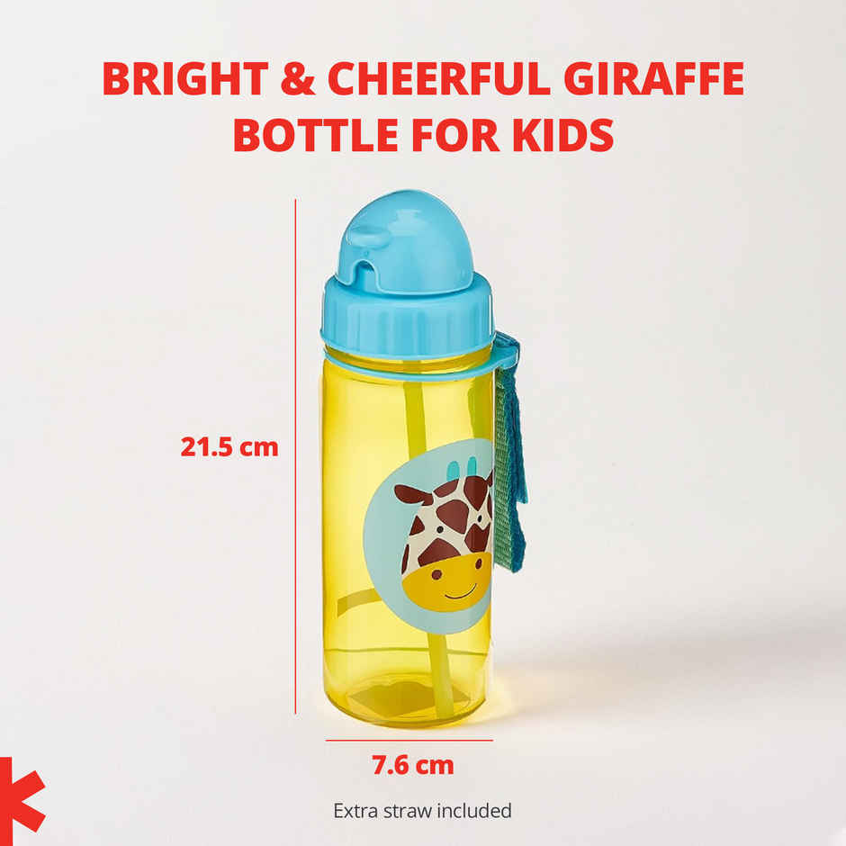 Skip Hop Zoo Kids Bottle, Flip-Top Straw, Leak-Proof, Toddler Sipper Cup, For Babies 12 M+, 385 ML