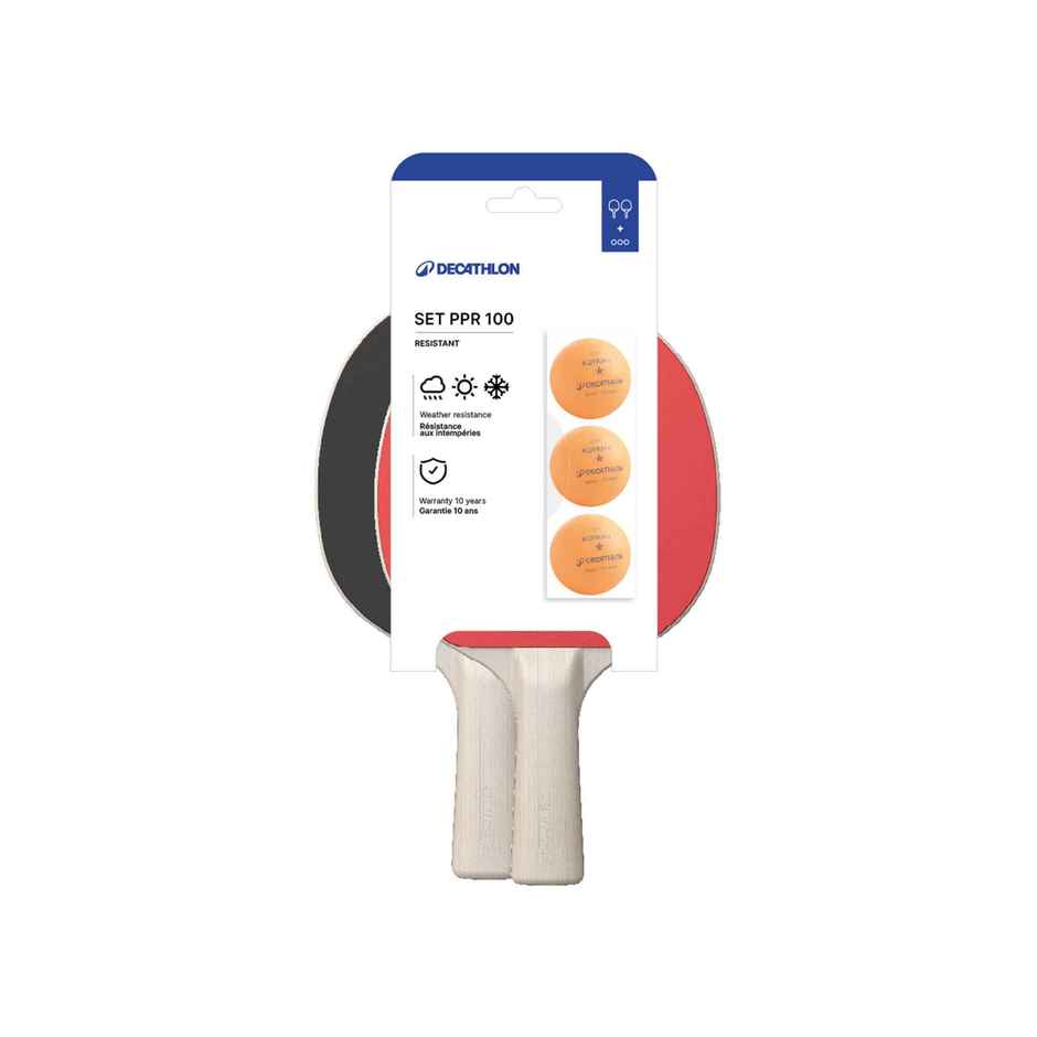 Decathlon Pongori Table Tennis Bat and Ball Set | Grey & Red