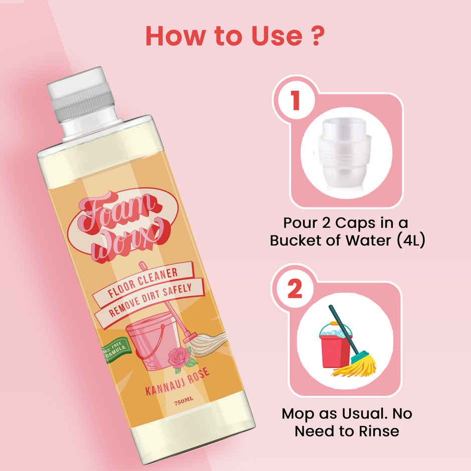 Foamworx Front Load Liquid Detergent - Himalayan Wildflower (800ml) & Foamworx Floor Cleaner - Kannauj Rose (800ml) Combo