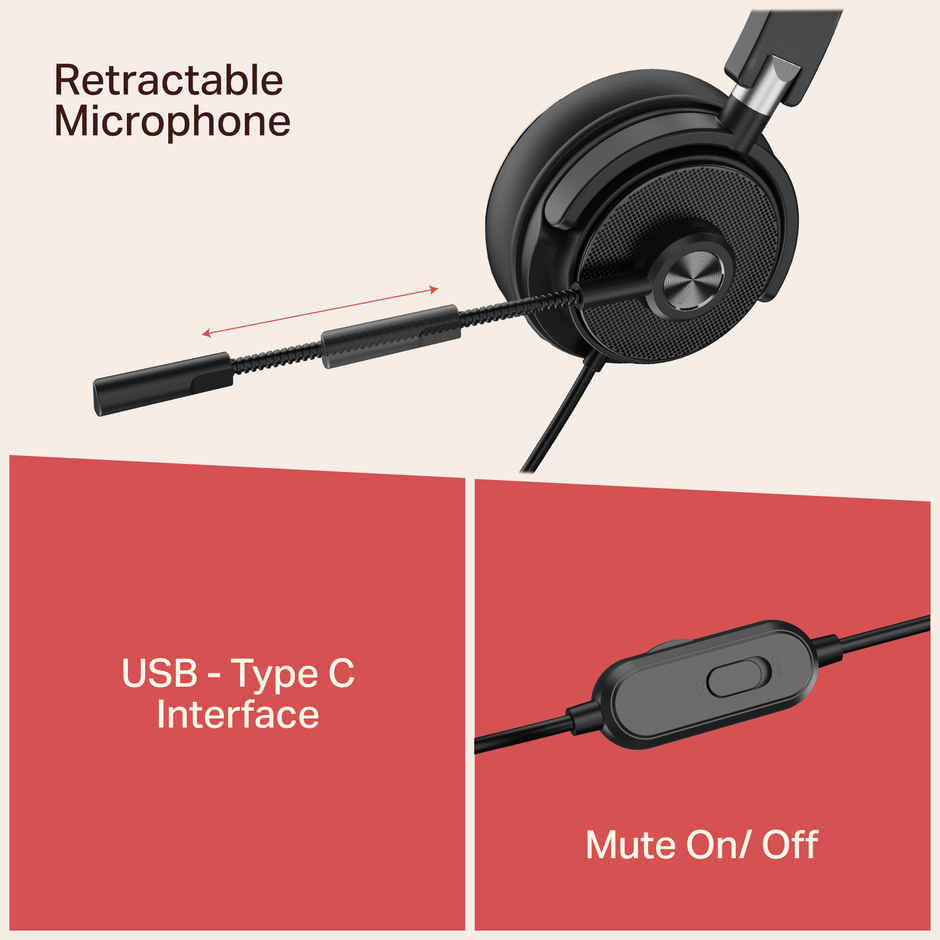 boAt Bassheads 900C Pro | Unidirectional Mic | Foldable Design | Wired Headphones with Mic | Black