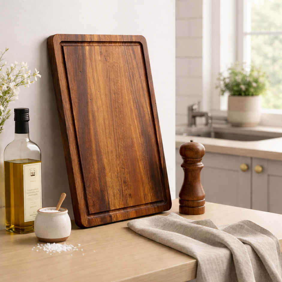 Estoria Collective Acacia Wood Chopping Board 37x25cm with Juice Groove