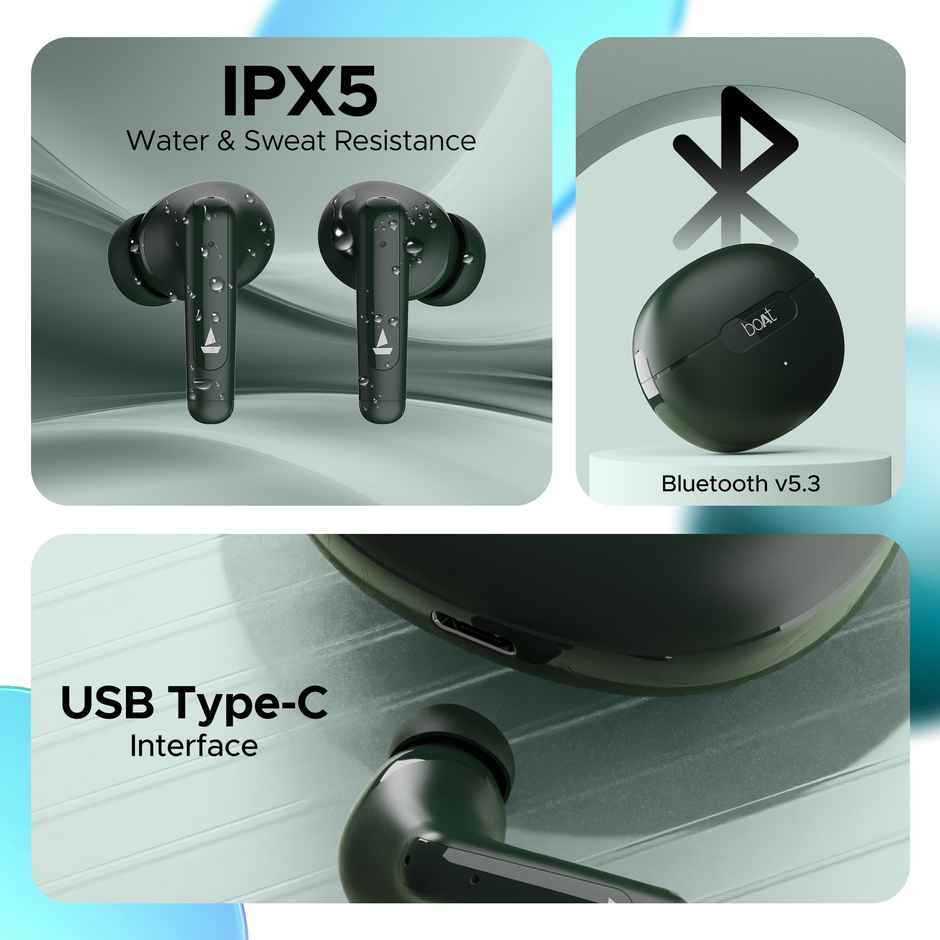 boAt Airdopes 161 ANC TWS Earbuds Active Noise Cancellation(32dB),50HRS Playback & ASAP Charge Bluetooth - Green