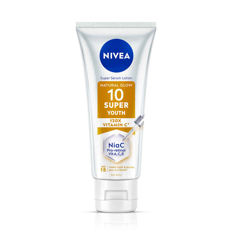 NIVEA Super 10 Youth Serum Body Lotion, Retinol, Niacinamide, 120X Vitamin C, SPF15 for Youthful Skin 170ml