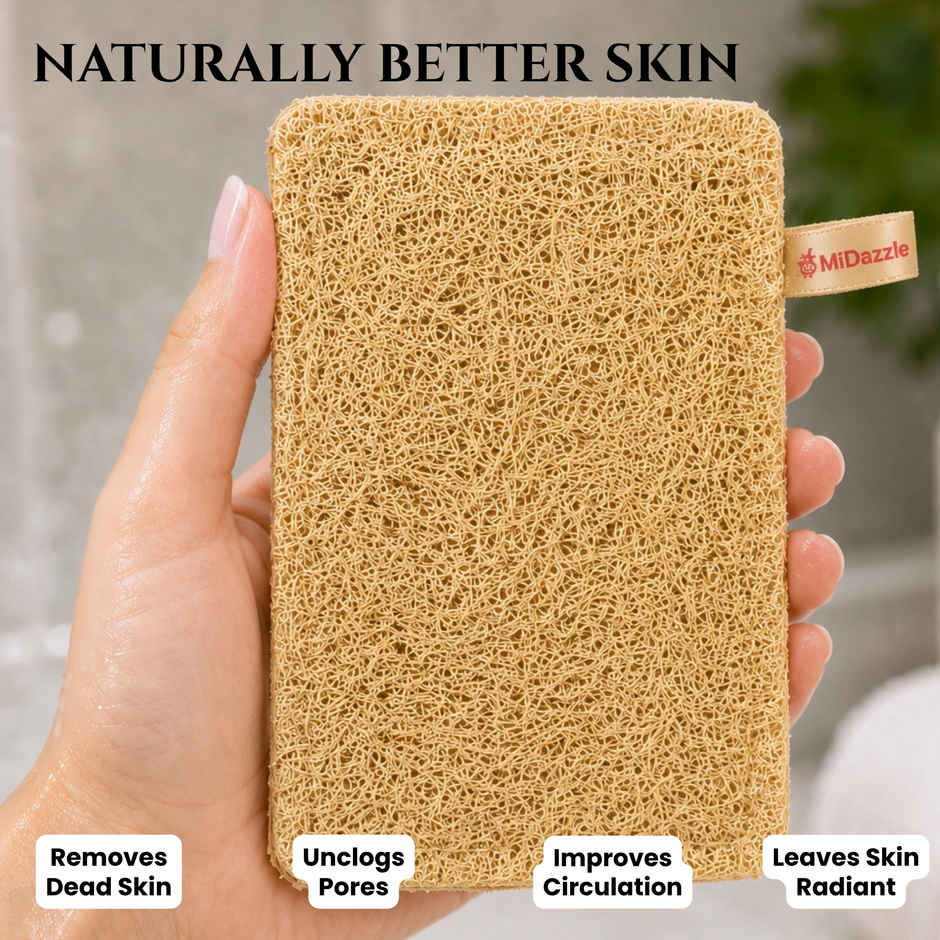 Midazzle 100% Natural Body Scrubber Organic Loofah for Bathing | Square | MIOL6105