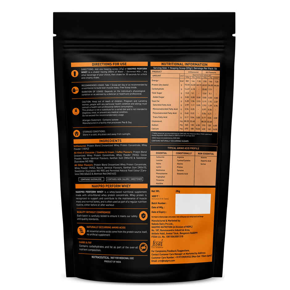 Nakpro Perform Whey Protein Concentrate |Trustified Certified | Unflavoured