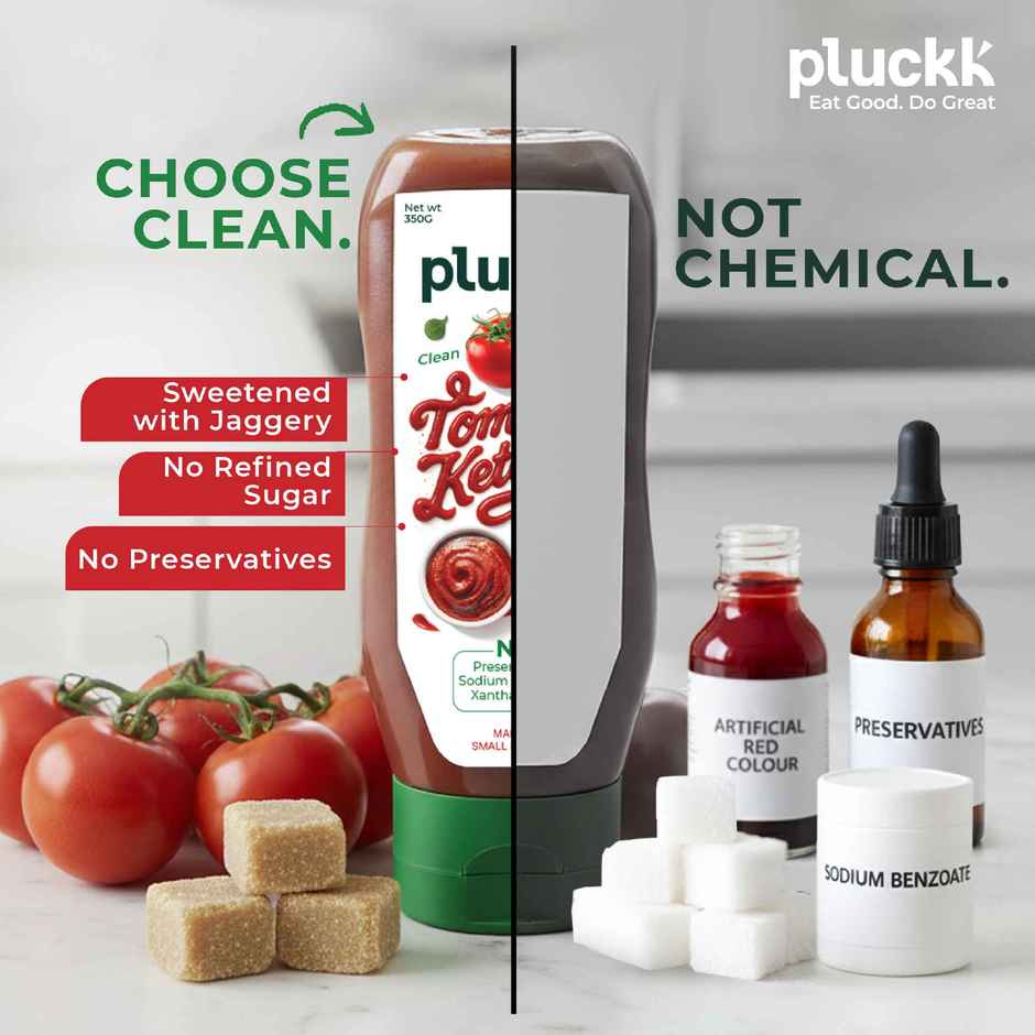 Pluckk Guilt-Free Tomato Ketchup - No Refined Sugar, No Preservatives, No Artificial Thickeners