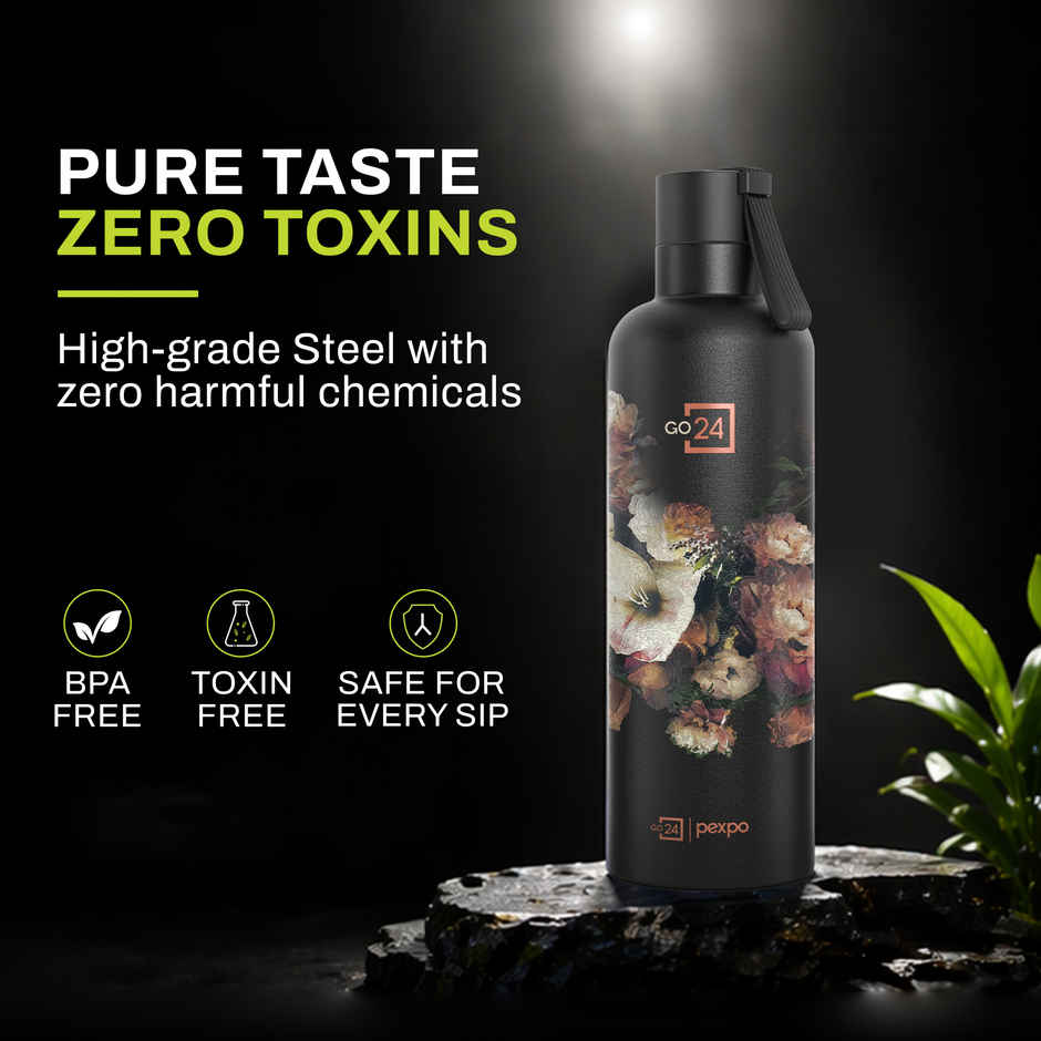 Pexpo 24 Hrs Hot & Cold Isi Certified Oslo With Printed Design Vacuum Insulated Bottle 750 ml Flask