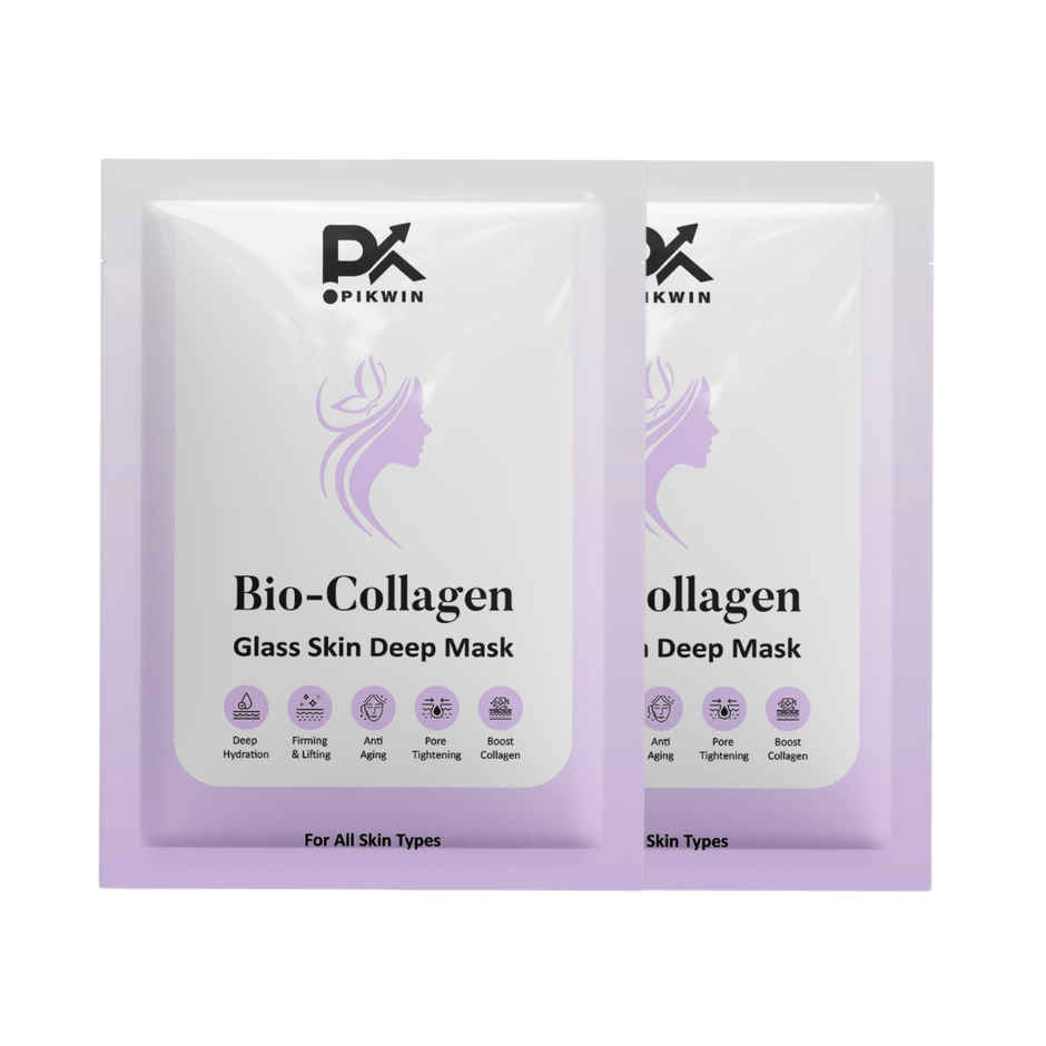 Pikwin Bio Collagen Face Sheet Mask | Korean Glass Skin Anti Aging Formula
