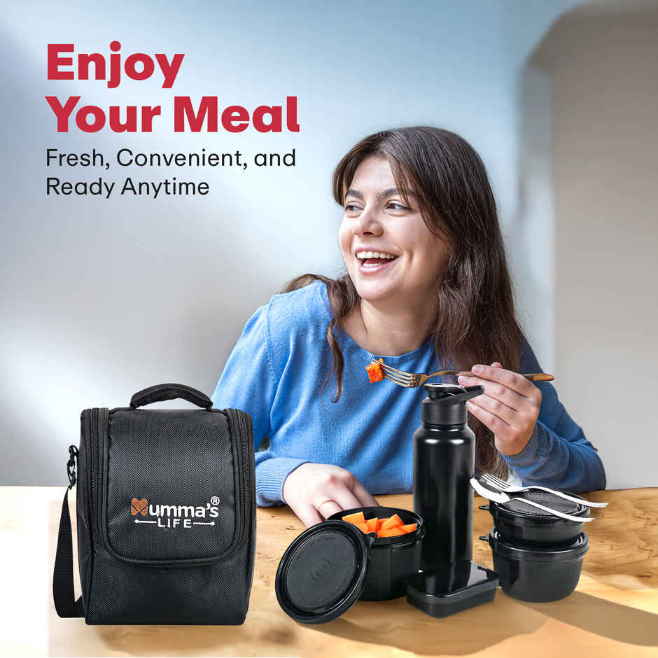 Mumma's LIFE Lunch Box for Office Use- Microwave Safe 3-Container Set with BPA-Free Lids