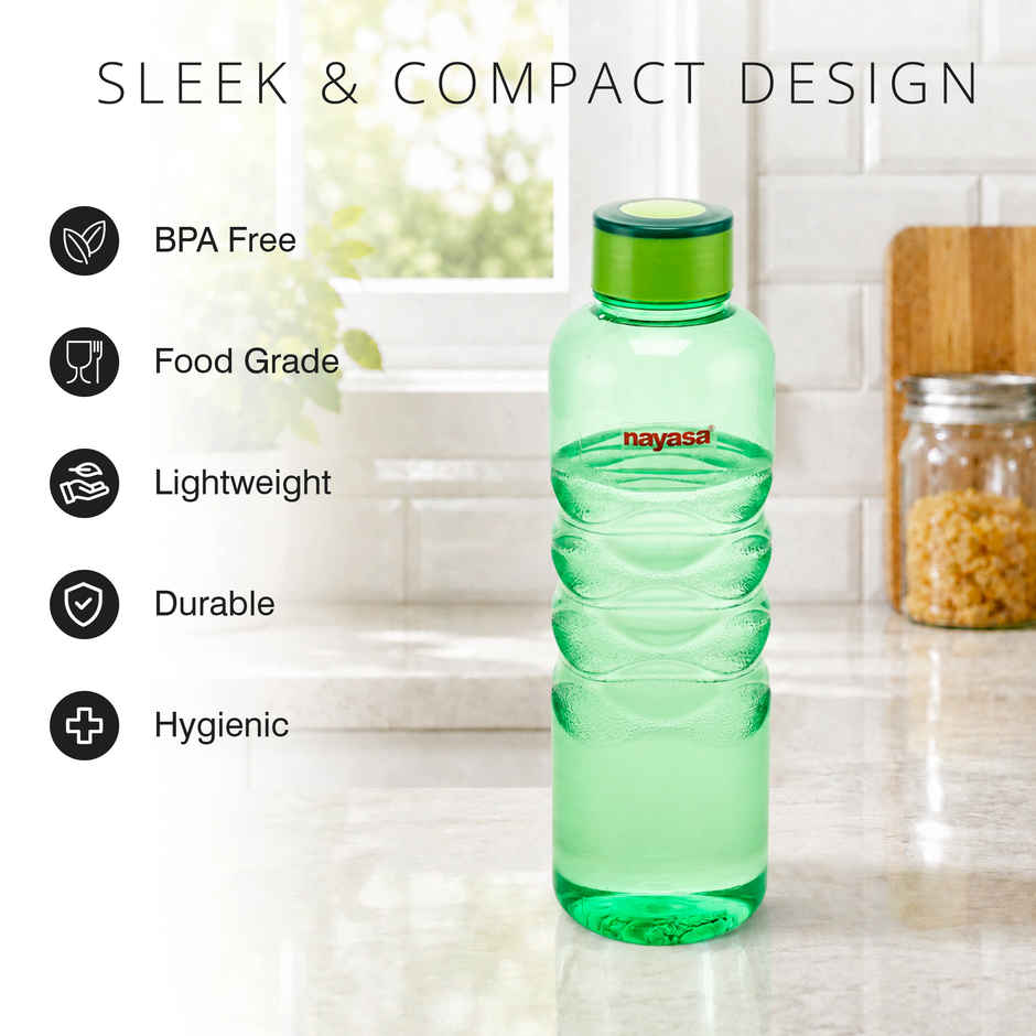Nayasa Revello Plastic Water Bottle 1000 ml BPA Free Fridge Bottle | Green