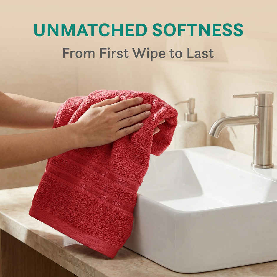 Mytrident Comfort Living Cotton Hand Towel Set | Tangy Tomato