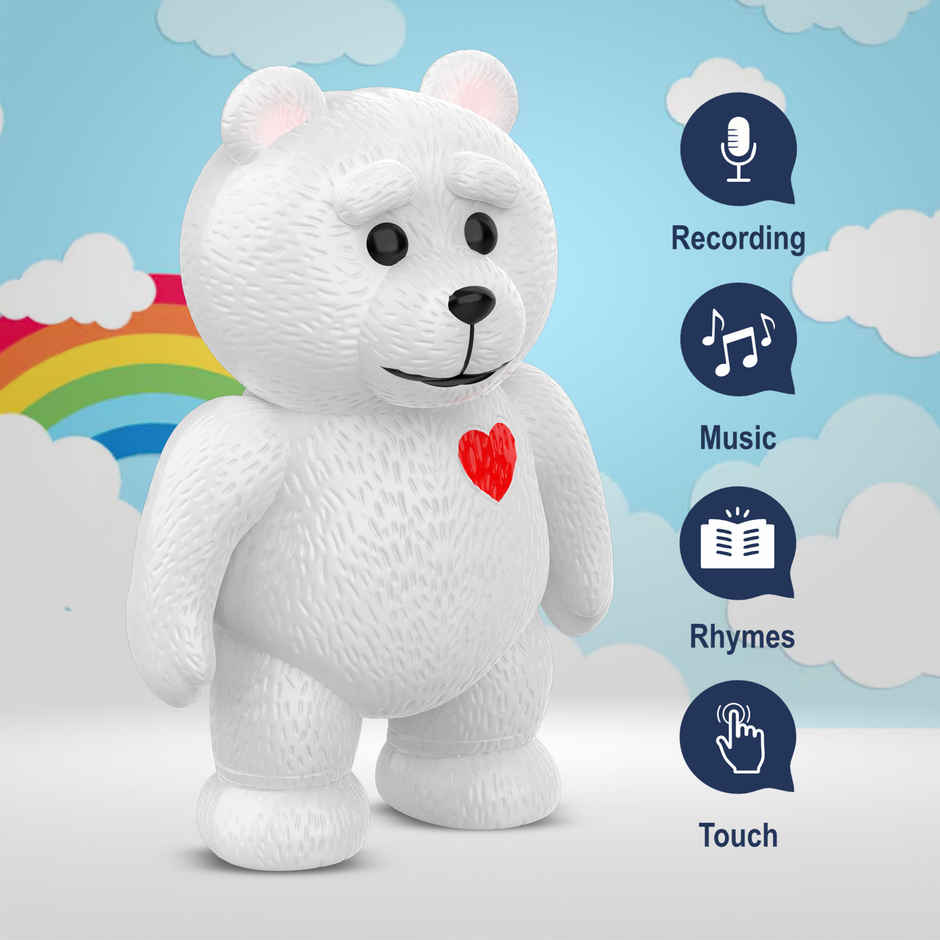 SEEDO Touch Control Educational Battery Powered, Plastic Learning Toy - Brainy Bear | White