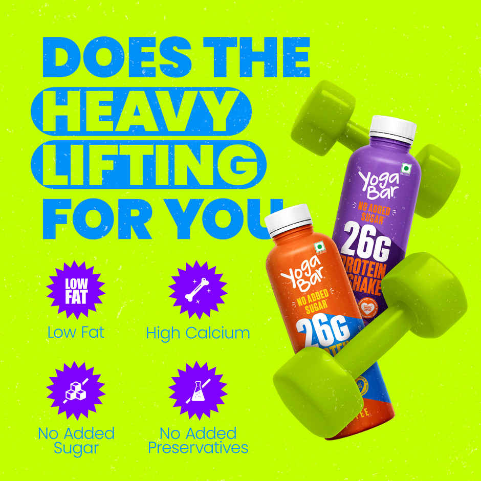 Yoga Bar 26g Protein Shake Double Chocolate, No Added Sugar, Rich In Calcium, Low Fat, 210 Calories