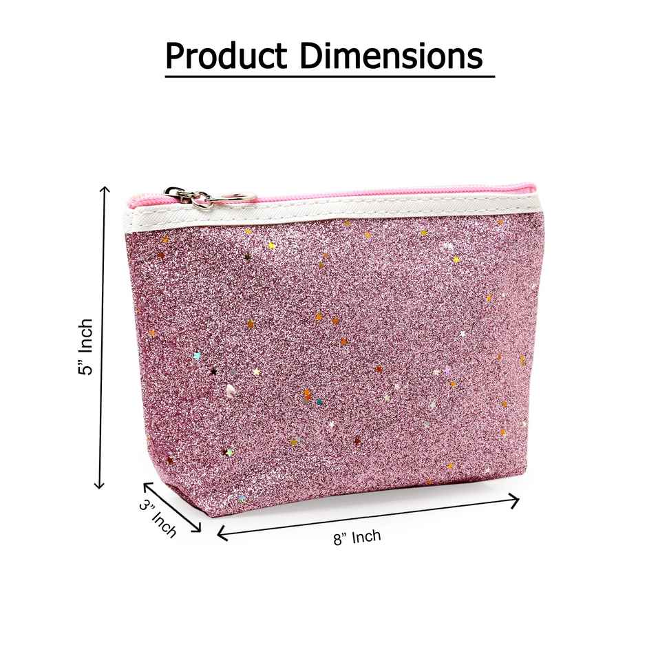 Bronson Professional Glitter Bling Mini Makeup Travel Pouch Kit Cosmetic Organizer Vanity Bag