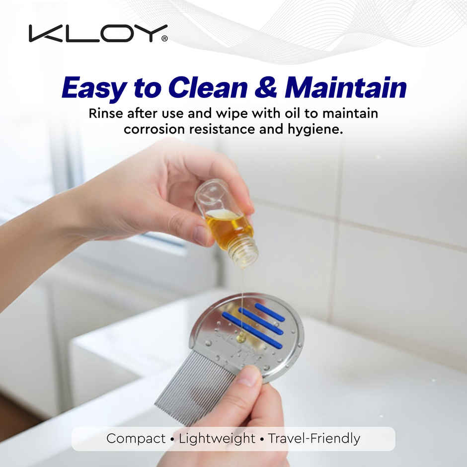 Kloy Stainless Steel Anti Lice Comb | Fine Tooth | Head Lice Removal Comb