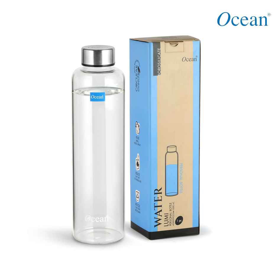 Ocean Lumi Bottle | Borosilicate Glass | Slim Lid | 1 L | Transparent