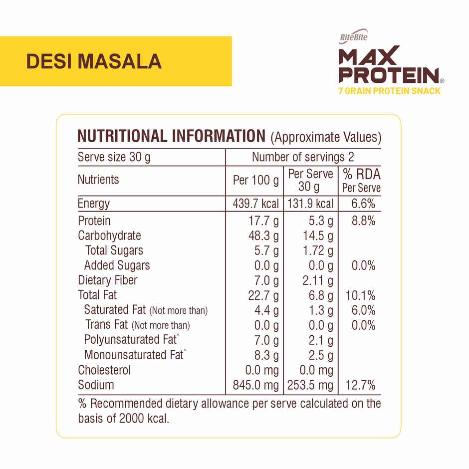 RiteBite Max Protein Desi Masala 10 G Multigrain Protein Chips, Healthy Snacks & Munchies