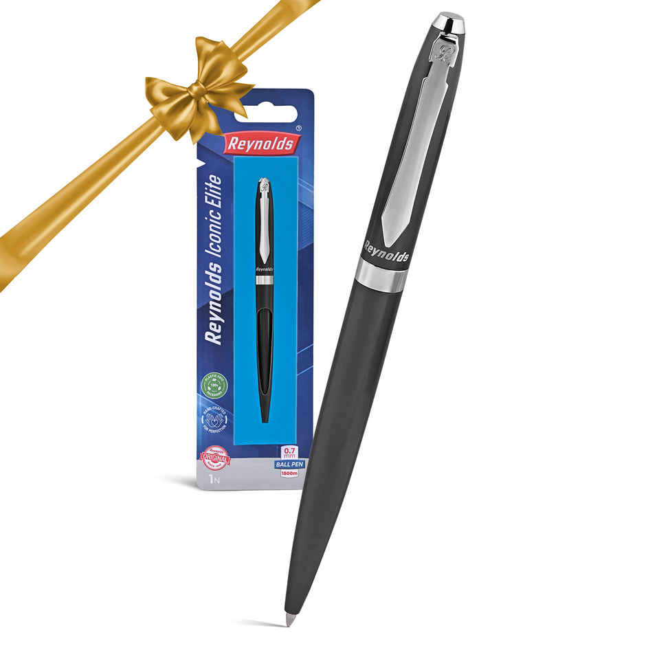 Reynolds Premium Metal Pen With Twist Mechanism, Iconic Elite Gun Metal (Blue Pen)