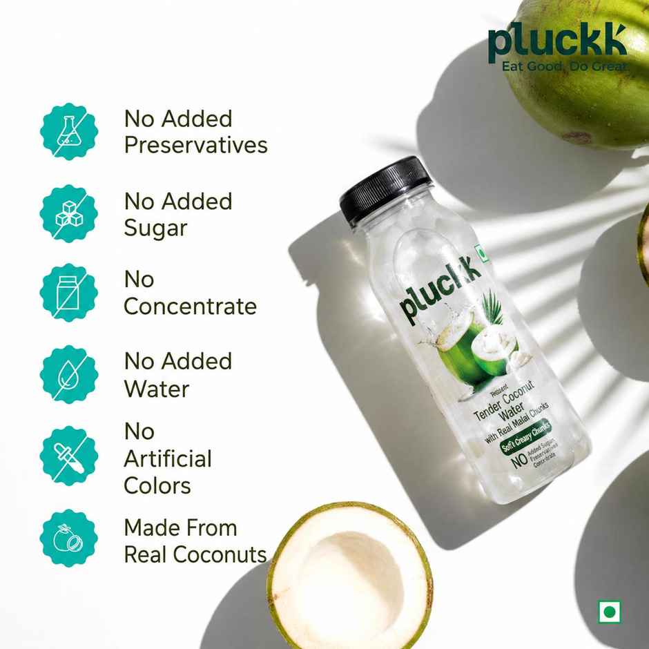 Pluckk Natural Tender Coconut Water With Malai Chunks | No Preservatives | No Added Sugar
