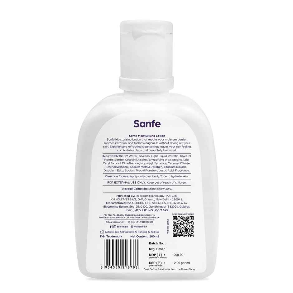 Sanfe Moisturising Lotion | Improves Skin Moisture Barrier In 24 Hours | For All Skin Types