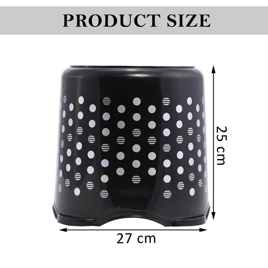 Kuber Industries Stackable Stool | Lightweight Space-Saving Stool for Kitchen & Garden | Black Dot