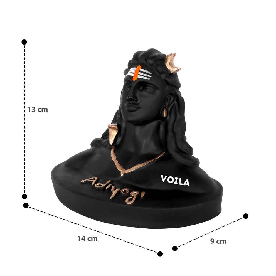 Voila Polyvinyl Chloride Lord Adiyogi Shiva Statue Mahadev Murti For Car Dashboard | Black