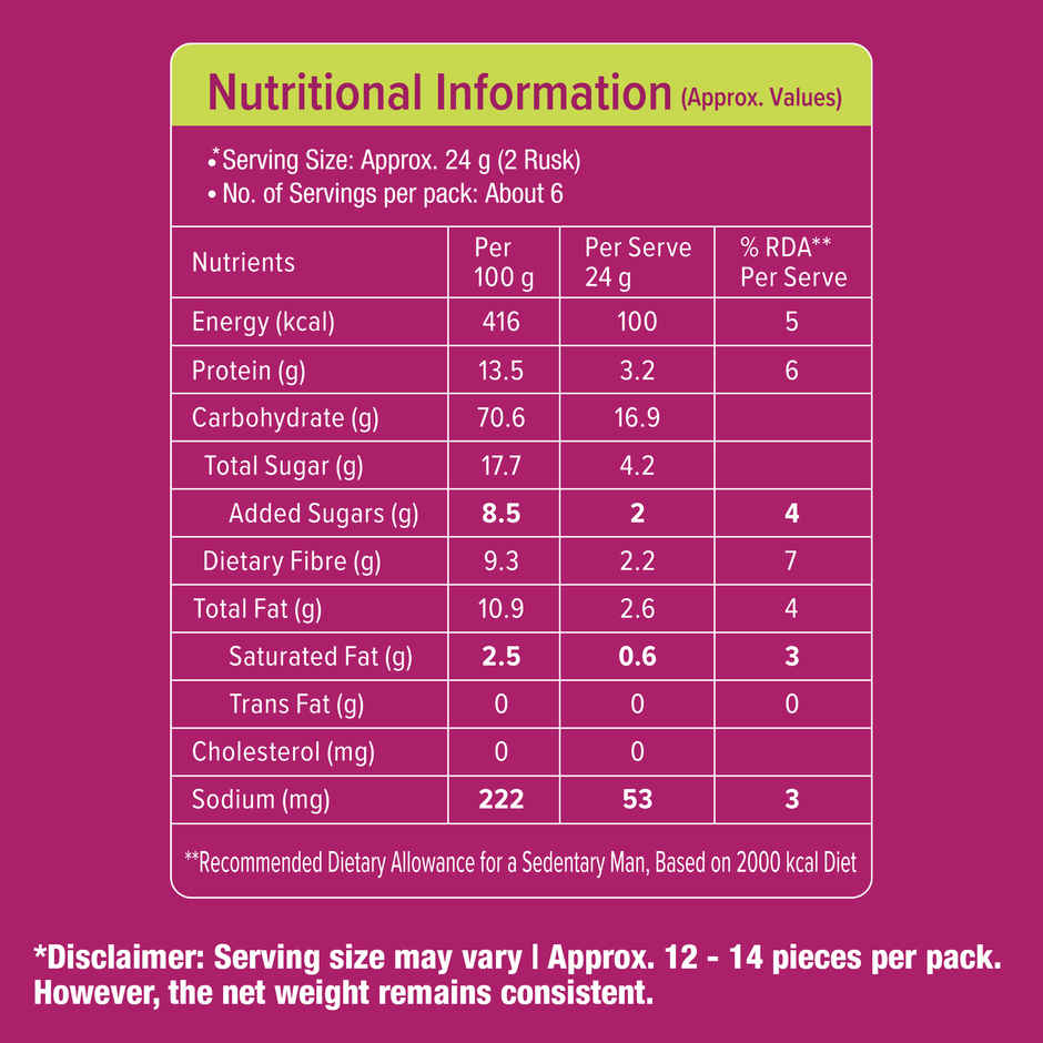 Protein Chef High Protein No Maida Premium Rusk (Elaichi Toast)