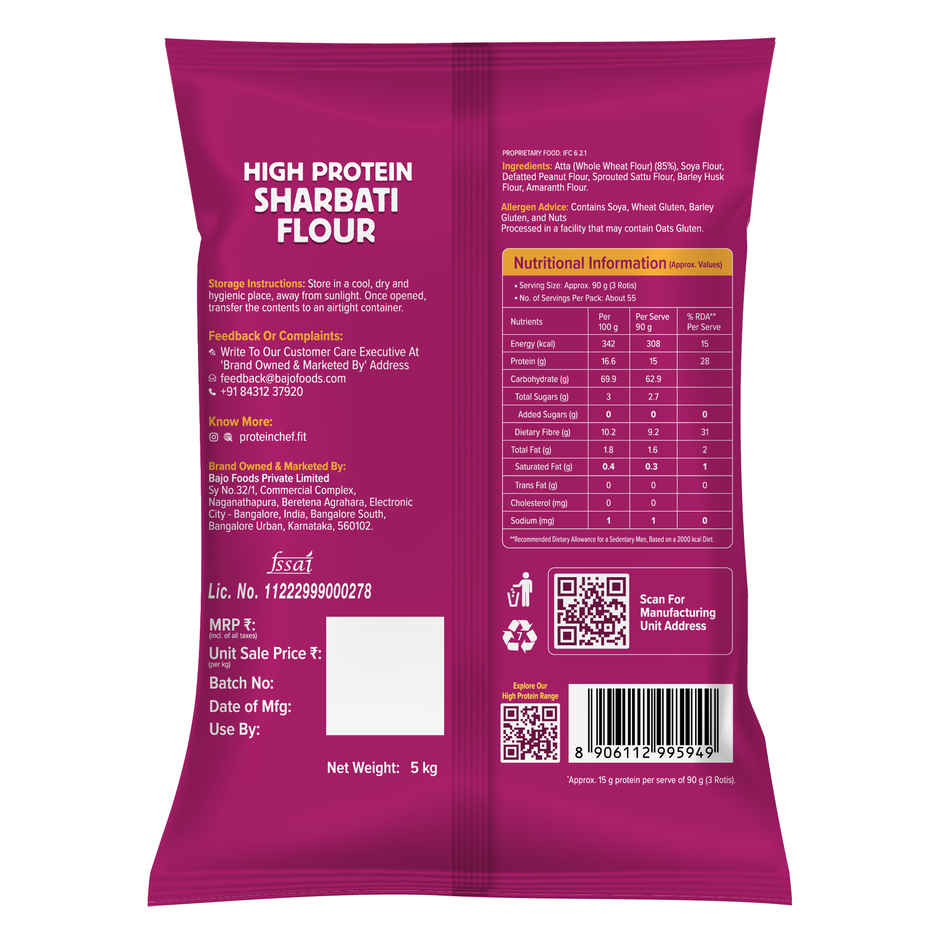Protein Chef High Protein Premium Sharbati Atta | 50% More Protein With Select Multigrain