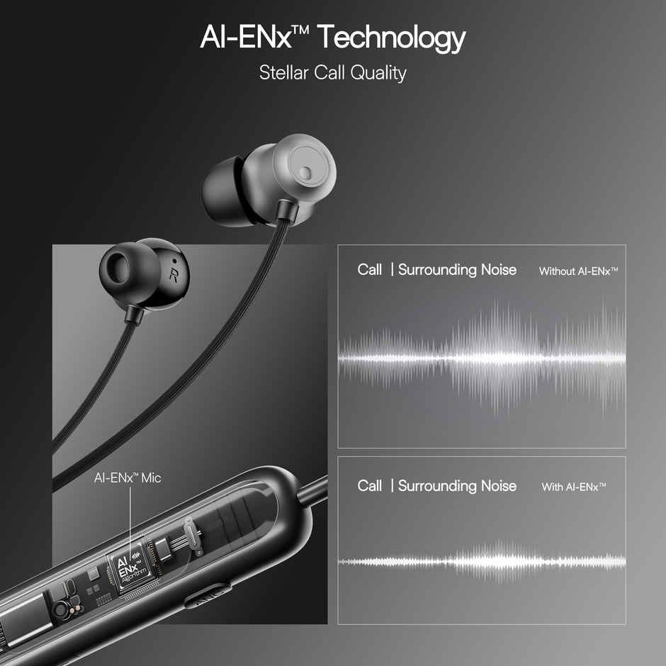 boAt Rockerz 210 ANC Bluetooth in Ear Neckband w/Spatial Audio, 30dB ANC, AI-ENx Technology, 40hrs Playback, EQ Modes, 13 mm Drivers, Dual Pairing & Fast Pair - Onyx Black